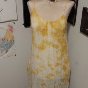 Forever 21 Yellow and White Tie-Dye Swim Coverup